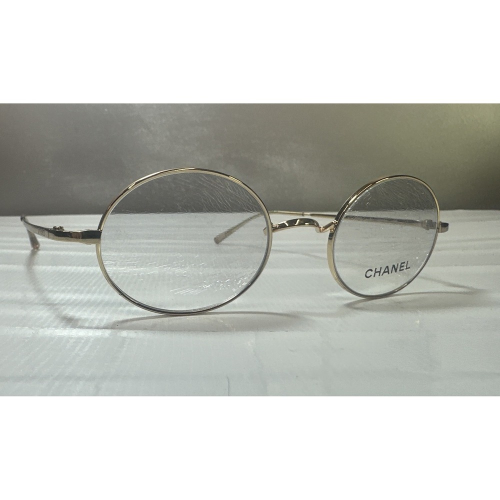 Vintage Chanel Gold Metal Round Frame Only Eyeglasses 2037-c191 45-20 135